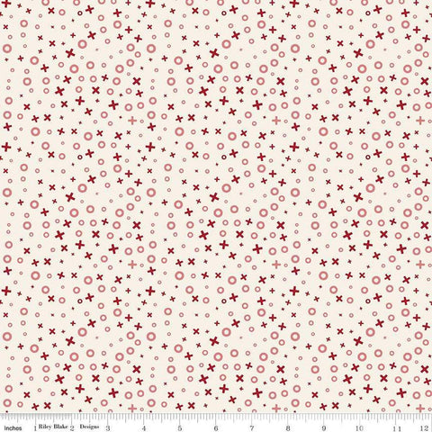 Image of Love You Always XOs Cream quilting cotton fabric by Sandy Gervais for Riley Blake Designs. Features hugs and kisses on a cream background. Cute Little Fabric Shop