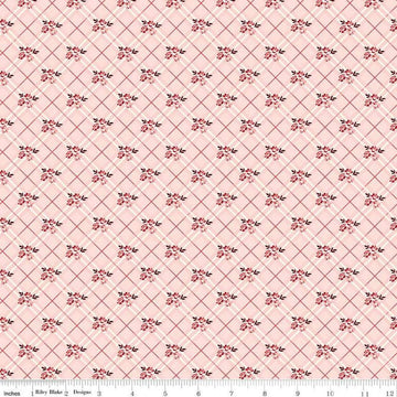 Image of Love You Always Floral Plaid Pink quilting cotton fabric by Sandy Gervais for Riley Blake Designs. Features flowers on a pink background. Cute Little Fabric Shop