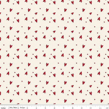 Image of Love You Always Hearts Cream quilting cotton fabric by Sandy Gervais for Riley Blake Designs. Features hearts on a cream background. Cute Little Fabric Shop