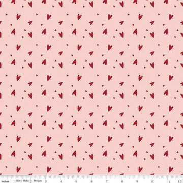Image of Love You Always Hearts Pink quilting cotton fabric by Sandy Gervais for Riley Blake Designs. Features hearts on a pink background. Cute Little Fabric Shop