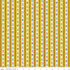 Image of The Genesis of a Journey Bavarian Curry quilting cotton fabric by Genesis Hall for Riley Blake Designs. Features stripes on a yellow background. Cute Little Fabric Shop