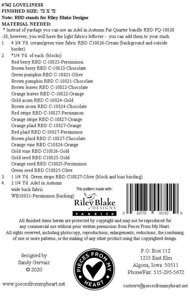 Loveliness Quilt PATTERN P157 by Sandy Gervais - Riley Blake Designs - INSTRUCTIONS Only - Fat Quarter Friendly Square