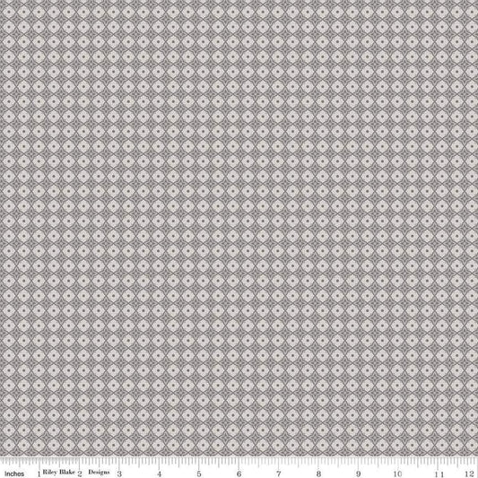 Image of Ivory & Ink Geometric Gray quilting cotton fabric by The RBD Designers for Riley Blake Designs. Features shapes on a gray background. Cute Little Fabric Shop