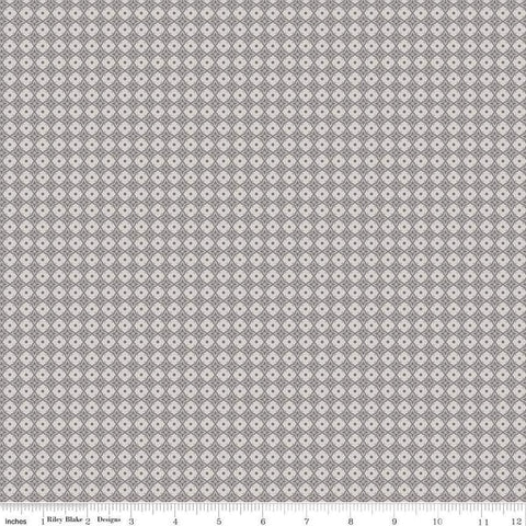 Image of Ivory & Ink Geometric Gray quilting cotton fabric by The RBD Designers for Riley Blake Designs. Features shapes on a gray background. Cute Little Fabric Shop