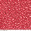 Image of Letters to Cupid Ditsy Floral Red quilting cotton fabric by My Mind's Eye for Riley Blake Designs. Features flowers on a red background. Cute Little Fabric Shop