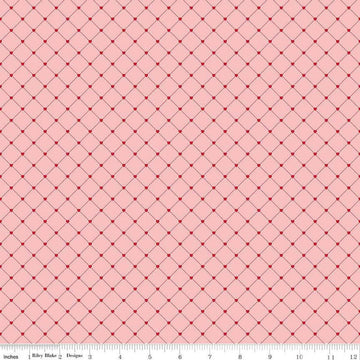 Image of Letters to Cupid Crisscross Pink quilting cotton fabric by My Mind's Eye for Riley Blake Designs. Features lines on a pink background. Cute Little Fabric Shop