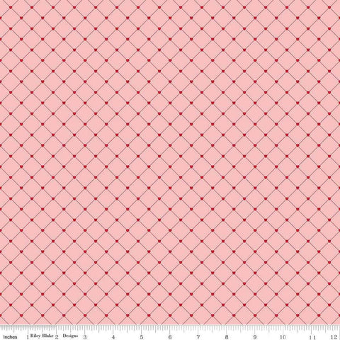 Image of Letters to Cupid Crisscross Pink quilting cotton fabric by My Mind&#39;s Eye for Riley Blake Designs. Features lines on a pink background. Cute Little Fabric Shop