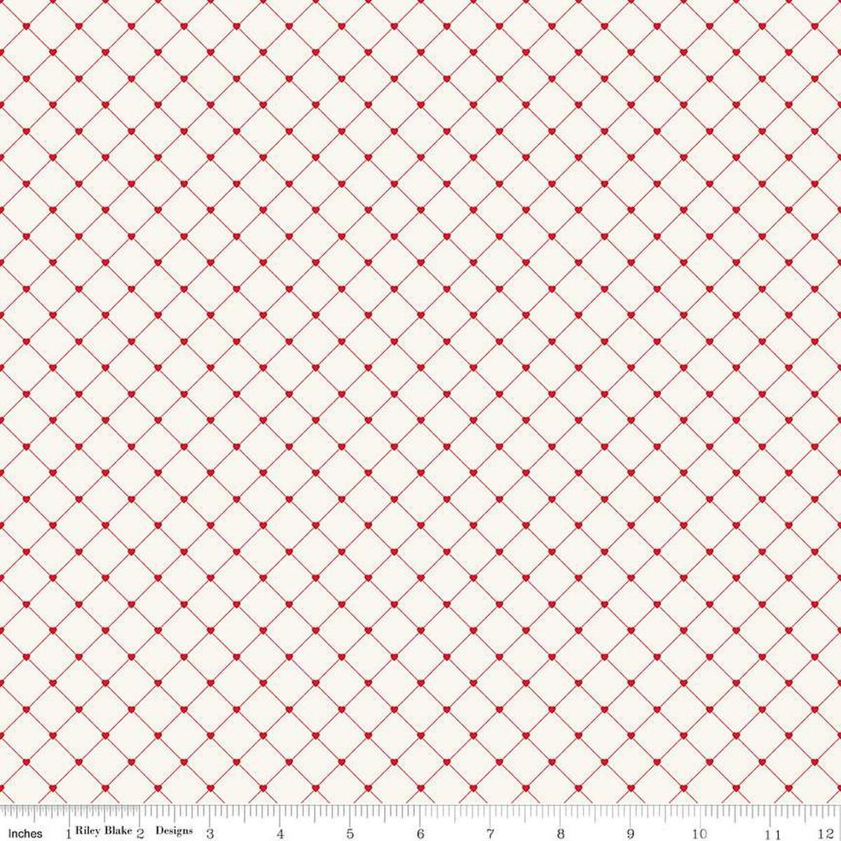 Image of Letters to Cupid Crisscross Cream quilting cotton fabric by My Mind's Eye for Riley Blake Designs. Features lines on a cream background. Cute Little Fabric Shop