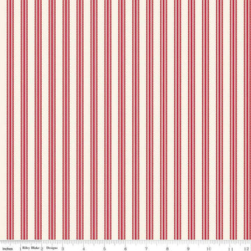 Image of Letters to Cupid Stripes Cream quilting cotton fabric by My Mind's Eye for Riley Blake Designs. Features stripes on a cream background. Cute Little Fabric Shop