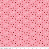 Image of Sew In Love Hearts Rose quilting cotton fabric by Dan Mogstad for Riley Blake Designs. Features hearts on a pink background. Cute Little Fabric Shop