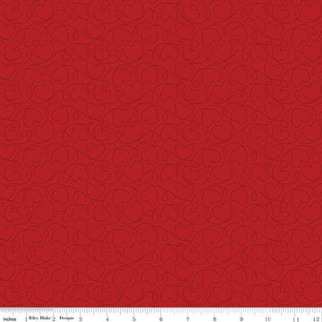 Image of Sew In Love Tonal Red quilting cotton fabric by Dan Mogstad for Riley Blake Designs. Features swirls on a red background. Cute Little Fabric Shop