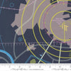 Image of High Flight Map Navy quilting cotton fabric by Sariditty for Moda Fabric. Features map on a blue background. Cute Little Fabric Shop
