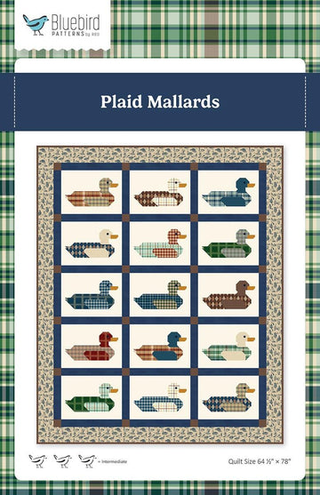 SALE Plaid Mallards Quilt PATTERN - Bluebird Patterns - Riley Blake Designs - INSTRUCTIONS Only - Ducks Precut Friendly