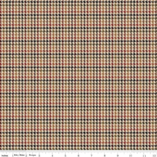 Image of Plaid-Venture Club Retriever Brown quilting cotton fabric by by the RBD Designers for Riley Blake Designs. Features plaid on a tan background. Cute Little Fabric Shop