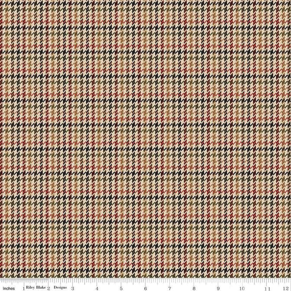 Image of Plaid-Venture Club Retriever Brown quilting cotton fabric by by the RBD Designers for Riley Blake Designs. Features plaid on a tan background. Cute Little Fabric Shop
