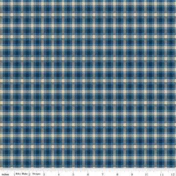 Image of Plaid-Venture Club Scout Blue quilting cotton fabric by by the RBD Designers for Riley Blake Designs. Features plaid on a blue background. Cute Little Fabric Shop