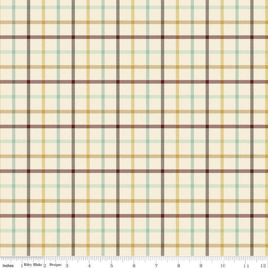 Image of Plaid-Venture Club Camper Cream quilting cotton fabric by by the RBD Designers for Riley Blake Designs. Features plaid on a cream background. Cute Little Fabric Shop