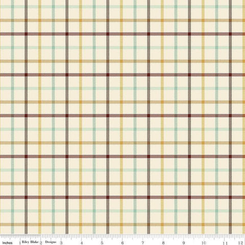Image of Plaid-Venture Club Camper Cream quilting cotton fabric by by the RBD Designers for Riley Blake Designs. Features plaid on a cream background. Cute Little Fabric Shop