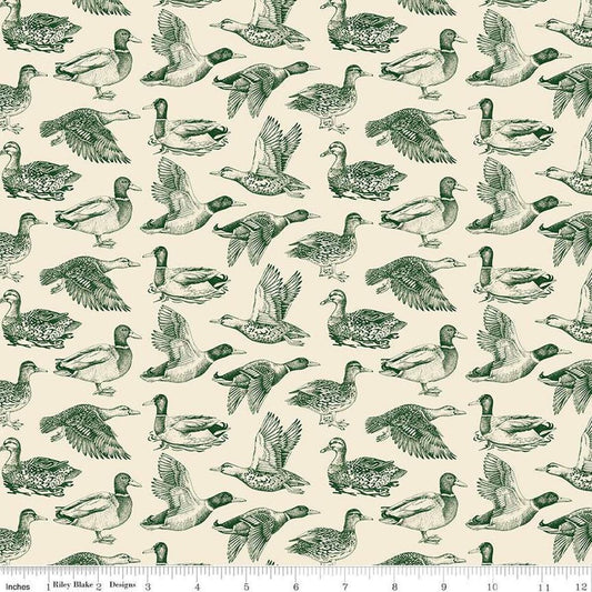 Image of Plaid-Venture Club Ducks Cream quilting cotton fabric by by the RBD Designers for Riley Blake Designs. Features birds on a cream background. Cute Little Fabric Shop
