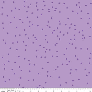 Image of On The Dot Unicorn quilting cotton fabric by Sew Yeah Quilting for Riley Blake Designs. Features dots on a purple background. Cute Little Fabric Shop