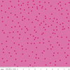 Image of On The Dot Bubblegum quilting cotton fabric by Sew Yeah Quilting for Riley Blake Designs. Features dots on a pink background. Cute Little Fabric Shop