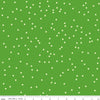 Image of On The Dot Meadow quilting cotton fabric by Sew Yeah Quilting for Riley Blake Designs. Features dots on a green background. Cute Little Fabric Shop