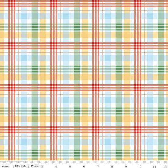 Image of Winnie the Pooh Plaid Multi quilting cotton fabric by Echo Park Paper Co for Riley Blake Designs. Features plaid on a multicolored background. Cute Little Fabric Shop