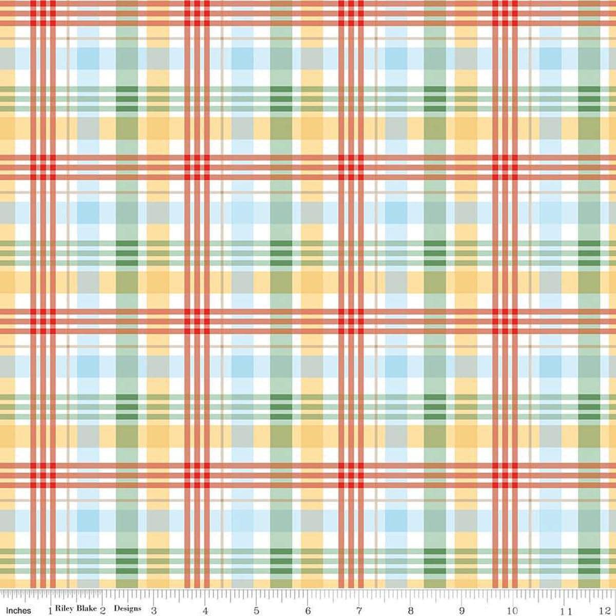 Image of Winnie the Pooh Plaid Multi quilting cotton fabric by Echo Park Paper Co for Riley Blake Designs. Features plaid on a multicolored background. Cute Little Fabric Shop