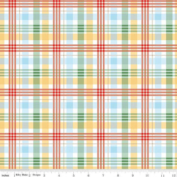 Image of Winnie the Pooh Plaid Multi quilting cotton fabric by Echo Park Paper Co for Riley Blake Designs. Features plaid on a multicolored background. Cute Little Fabric Shop