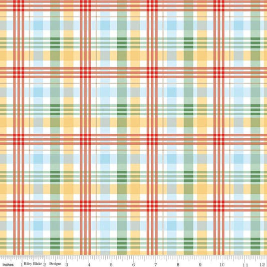 Image of Winnie the Pooh Plaid Multi quilting cotton fabric by Echo Park Paper Co for Riley Blake Designs. Features plaid on a multicolored background. Cute Little Fabric Shop