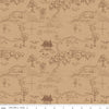 Image of Winnie the Pooh Map Brown quilting cotton fabric by Echo Park Paper Co for Riley Blake Designs. Features map on a brown background. Cute Little Fabric Shop
