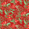 16" End of Bolt - DEAL Adel in Winter Main C12260 Red - Riley Blake Designs - Christmas Floral Flowers Leaf Leaves - Quilting Cotton Fabric