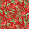11" End of Bolt - SALE Adel in Winter Main C12260 Red - Riley Blake Designs - Christmas Floral Flowers Leaf Leaves - Quilting Cotton Fabric