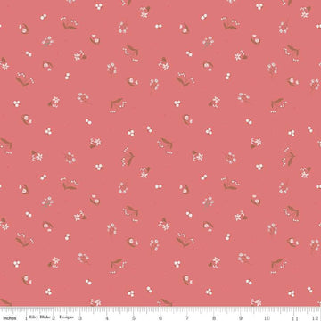 Fat Quarter End of Bolt - SALE Emma Ditzy C12216 Rose - Riley Blake Designs - Floral Flowers - Quilting Cotton Fabric