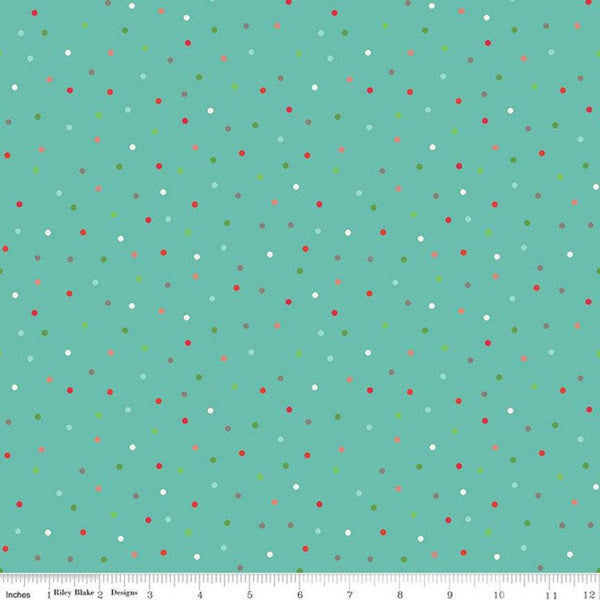 Winter Wonder Dots C12068 Teal - Riley Blake Designs - Christmas Dot Dotted - Quilting Cotton Fabric