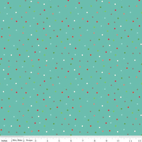Winter Wonder Dots C12068 Teal - Riley Blake Designs - Christmas Dot Dotted - Quilting Cotton Fabric