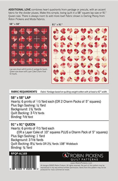 Additional Love Quilt PATTERN RPQP-AL169 by Robin Pickens- Moda Fabrics - INSTRUCTIONS Only - 10 inch Stacker Friendly