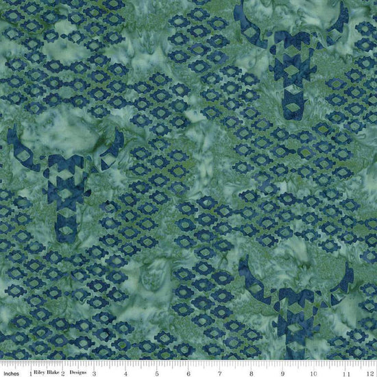 Image of Expressions Batiks Places You'll Go Western Reflections Aegean quilting cotton fabric by The RBD Designers for Riley Blake Designs. Features shapes on a blue background. Cute Little Fabric Shop