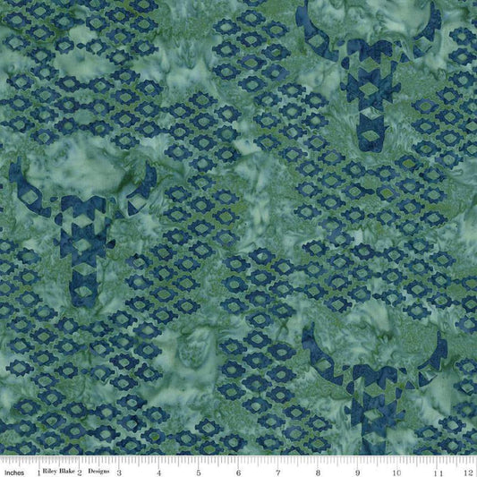 Image of Expressions Batiks Places You'll Go Western Reflections Aegean quilting cotton fabric by The RBD Designers for Riley Blake Designs. Features shapes on a blue background. Cute Little Fabric Shop