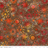 Image of Expressions Batiks Places You'll Go Western Reflections Cinnamon Grove quilting cotton fabric by The RBD Designers for Riley Blake Designs. Features flowers on a brown background. Cute Little Fabric Shop