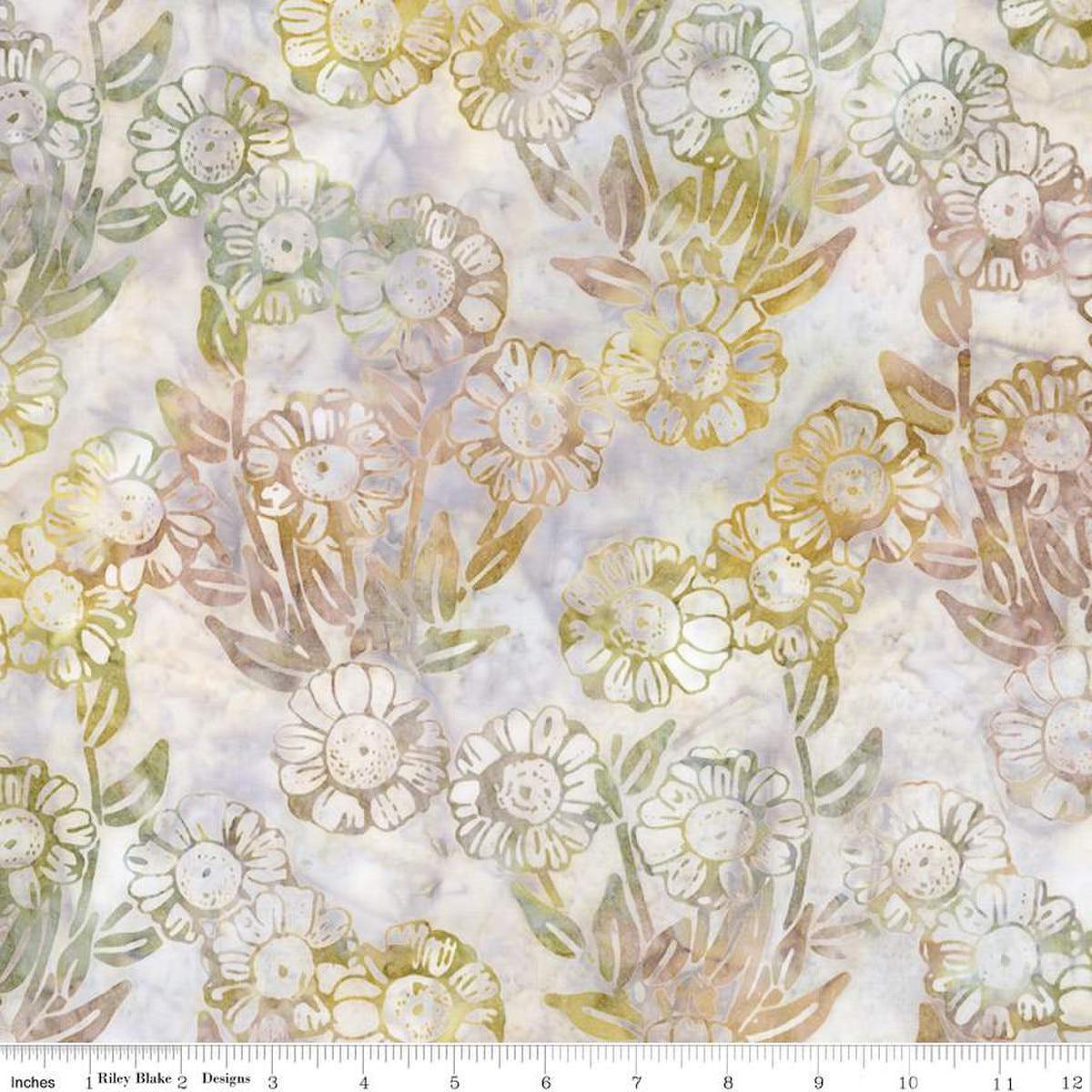 Image of Expressions Batiks Places You'll Go Western Reflections Oyster quilting cotton fabric by The RBD Designers for Riley Blake Designs. Features flowers on a white background. Cute Little Fabric Shop