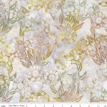 Image of Expressions Batiks Places You'll Go Western Reflections Oyster quilting cotton fabric by The RBD Designers for Riley Blake Designs. Features flowers on a white background. Cute Little Fabric Shop