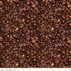 Image of Coffee Time Coffee Beans Brown quilting cotton fabric by The RBD Designers for Riley Blake Designs. Features beans on a brown background. Cute Little Fabric Shop
