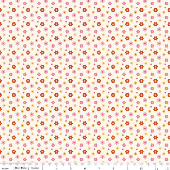 Image of Patchwork Floral Cream quilting cotton fabric by Liza Taylor for Riley Blake Designs. Features flowers on a cream background. Cute Little Fabric Shop