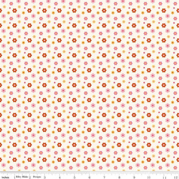 Image of Patchwork Floral Cream quilting cotton fabric by Liza Taylor for Riley Blake Designs. Features flowers on a cream background. Cute Little Fabric Shop