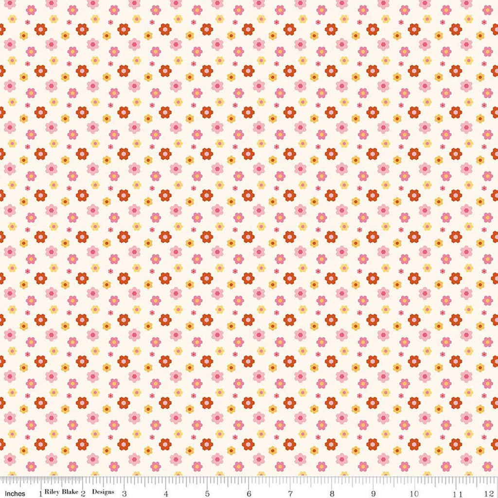 Image of Patchwork Floral Cream quilting cotton fabric by Liza Taylor for Riley Blake Designs. Features flowers on a cream background. Cute Little Fabric Shop