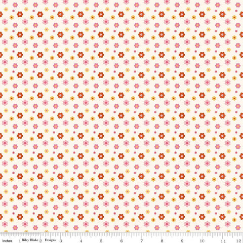 Image of Patchwork Floral Cream quilting cotton fabric by Liza Taylor for Riley Blake Designs. Features flowers on a cream background. Cute Little Fabric Shop