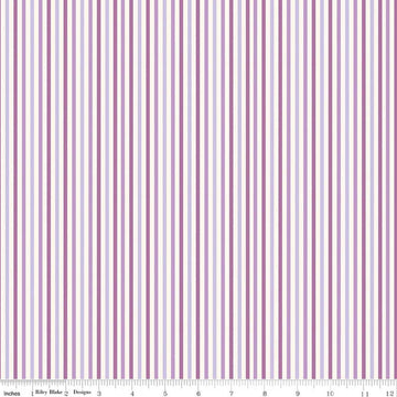 Image of Patchwork Stripes Purple quilting cotton fabric by Liza Taylor for Riley Blake Designs. Features stripes on a purple background. Cute Little Fabric Shop