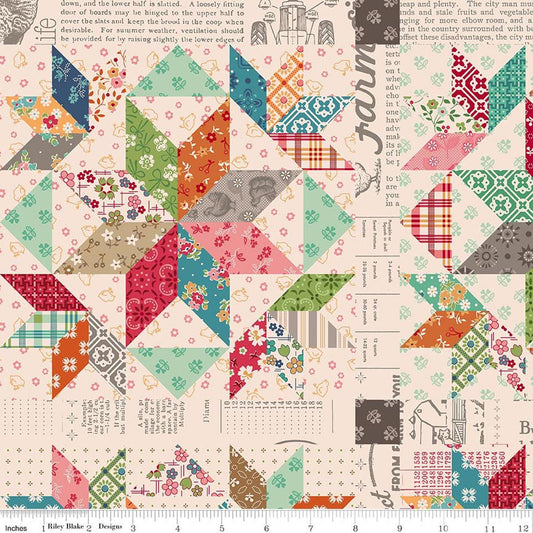 SALE Farmer's Daughter Home Dec Multi - Lori Holt - Riley Blake - LARGE CANVAS Cotton Fabric