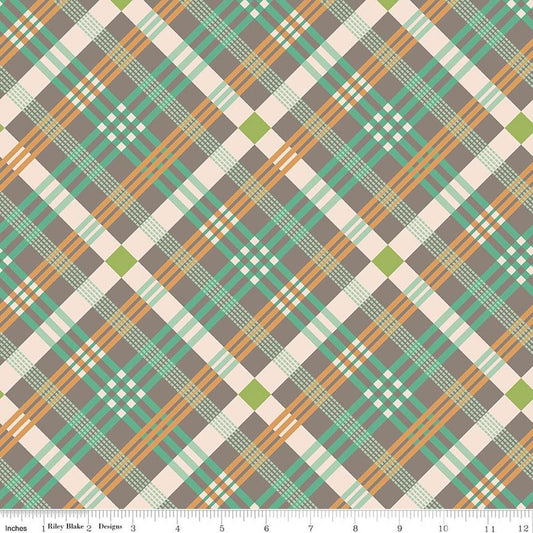 3 yard cut - DEAL Farmer's Daughter Plaid Rustic Brown Checks Checked Fabric WIDEBACK 108" Wide - Riley Blake Quilting Cotton Fabric